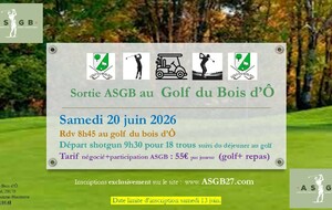 sortie golf du Bois d'Ô 20 juin 2026