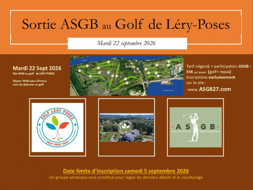 Sortie Golf de Léry-Poses mardi 22 septembre 2026